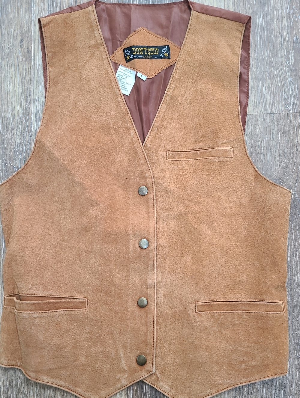 Don't Stop Vintage 90s Western Leather Vest Men's Size Large